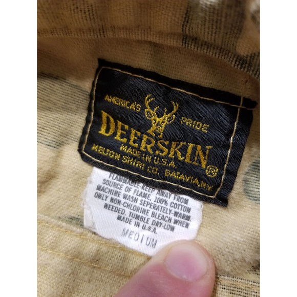 Vtg Deerskin Melton Flannel Hunting Shirt Men’s M Brown Camo 100% Cotton USA - Picture 3 of 9